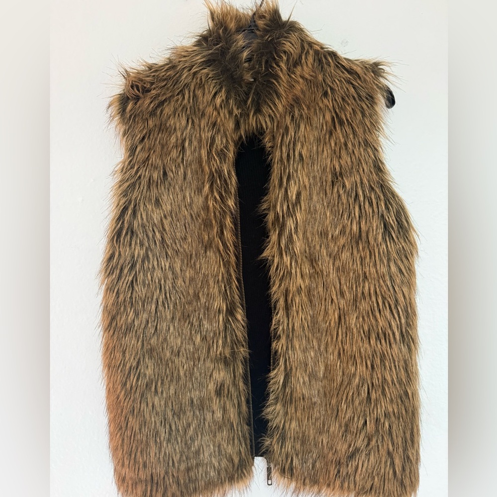 Foxcroft Brown Faux Fur Vest